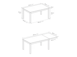 Mesa de madera, efecto roble, base antracita, 140x80-190x80cm de largo - TROPEA