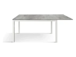 Mesa de madera, gris cemento, base blanca, 160x90-210x90cm - TROPEA