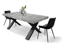 Mesa de madera gris cemento, patas antracita, ext.180x90-260x90cm - AMALFI