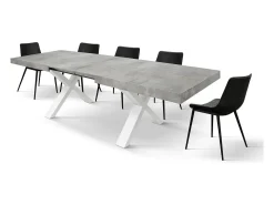 Mesa de madera gris cemento, patas blancas, ext.160x90-240x90cm - AMALFI