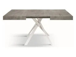 Mesa de madera gris cemento, patas de metal blanco 95x90-145x90cm - FORTE DEI MARMI
