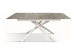 Mesa de madera, gris hormigón, base blanca, 160x90-210x90cm - VOLPAIA
