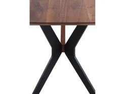 Mesa de madera maciza de acacia 200x100 con patas metálicas negras