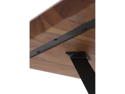 Mesa de madera maciza de acacia 200x100 con patas metálicas negras
