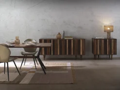 Mesa de madera maciza de acacia 200x100 con patas metálicas negras