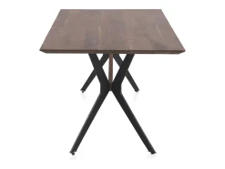 Mesa de madera maciza de acacia 200x100 con patas metálicas negras