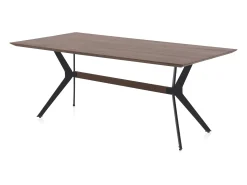 Mesa de madera maciza de acacia 200x100 con patas metálicas negras