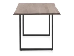 Mesa de madera maciza de acacia 160x90 con patas metálicas negras