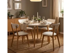 Mesa de madera redonda diseño madera 100cm cocina bar restaurante Moss - Blanco