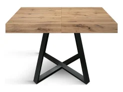 Mesa de madera,efecto roble,base antracita,largo 95x90-145x90cm - FORTE DEI MARMI