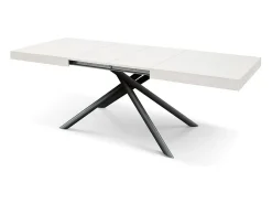 Mesa de madera,fresno blanco, base antracita, ext.160x90-240x90cm - CARRARA