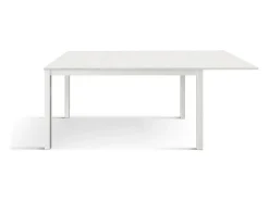 Mesa de madera,fresno blanco, base blanca, ext.140x80-190x80cm - TROPEA