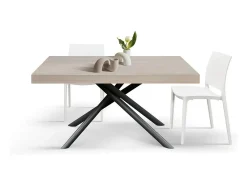 Mesa de madera,olmo perla, base antracita, ext.160x90-240x90cm - CARRARA