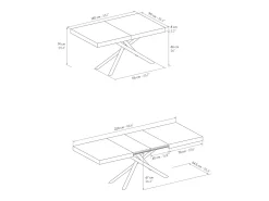 Mesa de madera,olmo perla, base antracita, ext.140x90-220x90cm - CARRARA