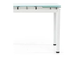 Mesa de metal blanco y tablero extensible de cristal blanco 110x70cm - RAPALLO