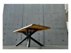 Mesa de roble macizo, patas de metal negro, 250x100 cm - BOLGHERI