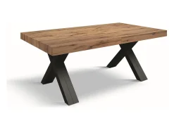 Mesa de roble rústico,madera antracita patas X 180x90-480x90cm - GALLIPOLI