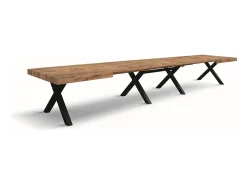 Mesa de roble rústico,madera antracita patas X 180x90-480x90cm - GALLIPOLI