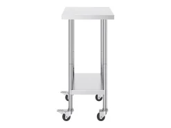 Mesa de Trabajo de Acero Inoxidable SucceBuy, 610 x 457 x 954,6 mm, Mesa Comercial de Preparación con 4 Ruedas