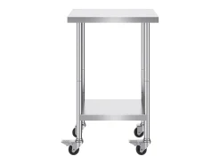 Mesa de Trabajo de Acero Inoxidable SucceBuy, 610 x 457 x 954,6 mm, Mesa Comercial de Preparación con 4 Ruedas