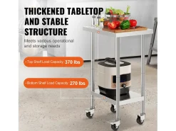 Mesa de Trabajo de Acero Inoxidable SucceBuy, 610 x 457 x 954,6 mm, Mesa Comercial de Preparación con 4 Ruedas