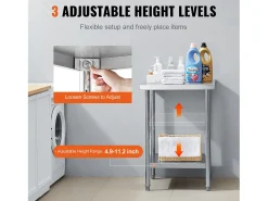 Mesa de Trabajo de Cocina SucceBuy 60.96x60.96x86.36 cm, Poste de Trabajo Alimentario Comercial