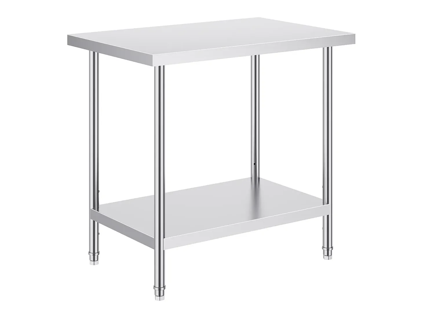 Mesa de Trabajo de Cocina SucceBuy 60.96x91.44x86.36 cm, Mesa de Preparación de Trabajo en Acero Inoxidable