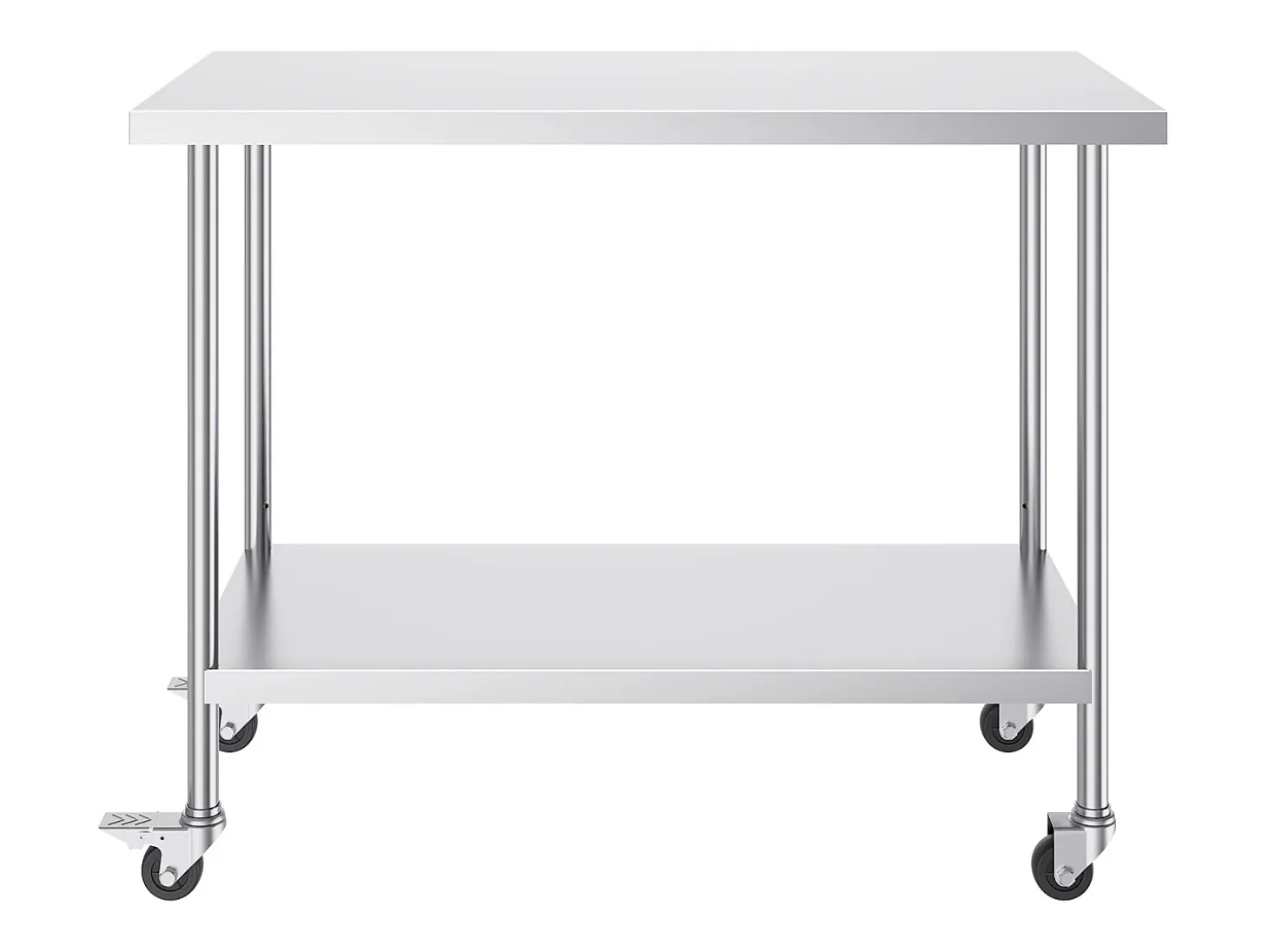 Mesa de Trabajo de Cocina SucceBuy 61 x 122 cm, Mesa de Preparación Comercial con 4 Ruedas