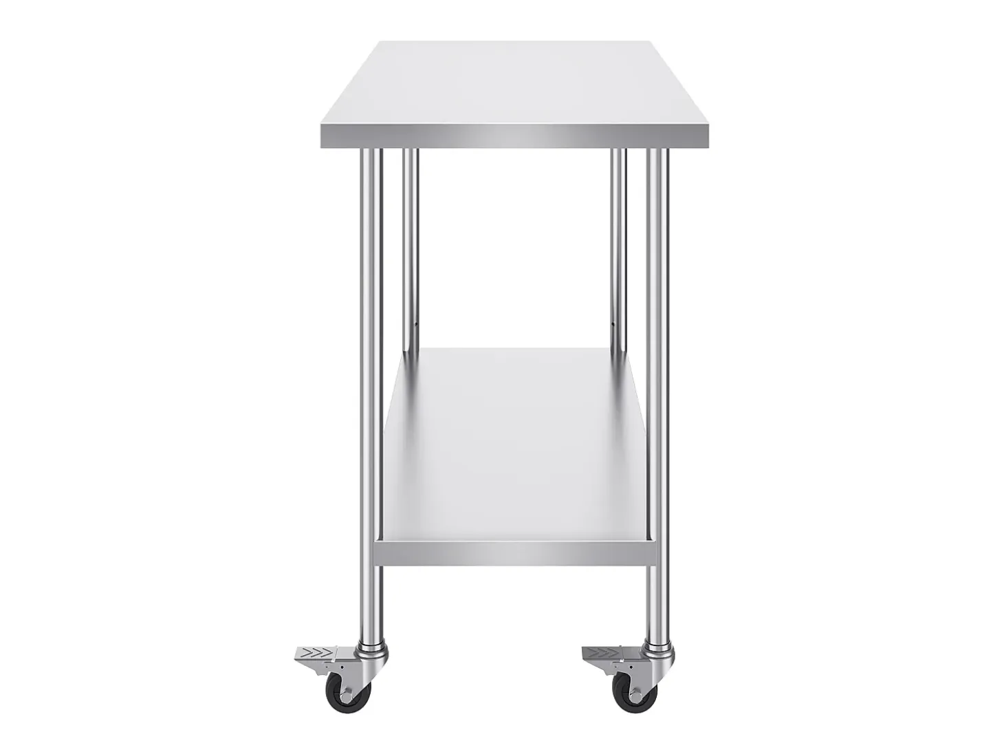 Mesa de Trabajo de Cocina SucceBuy 61 x 122 cm, Mesa de Preparación Comercial con 4 Ruedas