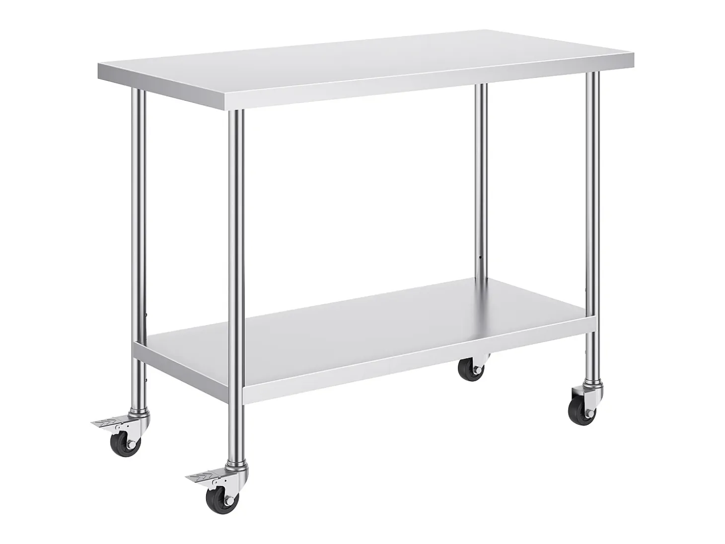 Mesa de Trabajo de Cocina SucceBuy 61 x 122 cm, Mesa de Preparación Comercial con 4 Ruedas
