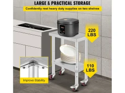 Mesa de Trabajo de Cocina SucceBuy 30.48x60.96 cm | Mesa de Preparación Comercial con 4 Ruedas