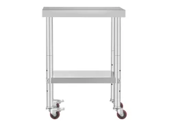 Mesa de Trabajo de Cocina SucceBuy 30.48x60.96 cm | Mesa de Preparación Comercial con 4 Ruedas