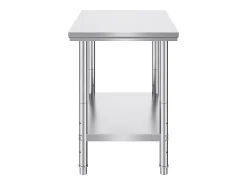 Mesa de Trabajo en Acero Inoxidable 60x90x80 cm, 2 Pisos, para Preparación de Cocina de Alimentos y Comidas, Hoteles, Oficinas, Hospitales