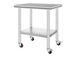 Mesa de Trabajo SucceBuy Mesa de Trabajo de Acero Inoxidable de 30 x 24 Pulgadas, Mesa de Preparación Comercial con 4 Ruedas