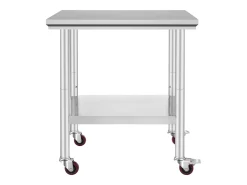 Mesa de Trabajo SucceBuy Mesa de Trabajo de Acero Inoxidable de 30 x 24 Pulgadas, Mesa de Preparación Comercial con 4 Ruedas
