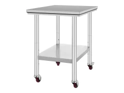 Mesa de Trabajo SucceBuy Mesa de Trabajo de Acero Inoxidable de 30 x 24 Pulgadas, Mesa de Preparación Comercial con 4 Ruedas
