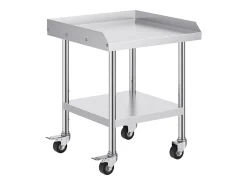 Mesa de Trabajo SucceBuy Mesa de Trabajo de Acero Inoxidable de 60.96 x 60.96 cm con 4 Ruedas para Preparación de Alimentos Comerciales de Alta Resistencia