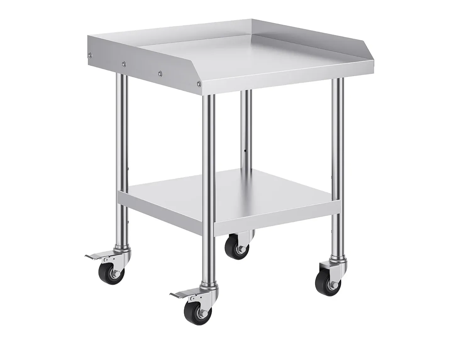 Mesa de Trabajo SucceBuy Mesa de Trabajo de Acero Inoxidable de 60.96 x 60.96 cm con 4 Ruedas para Preparación de Alimentos Comerciales de Alta Resistencia