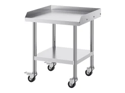 Mesa de Trabajo SucceBuy Mesa de Trabajo de Acero Inoxidable de 60.96 x 60.96 cm con 4 Ruedas para Preparación de Alimentos Comerciales de Alta Resistencia