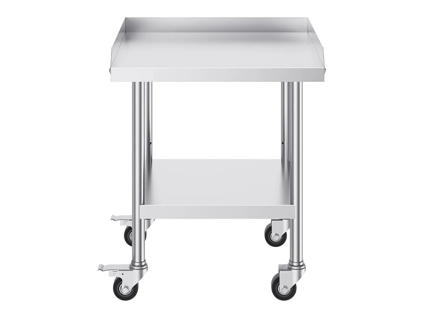 Mesa de Trabajo SucceBuy Mesa de Trabajo de Acero Inoxidable de 60.96 x 60.96 cm con 4 Ruedas para Preparación de Alimentos Comerciales de Alta Resistencia