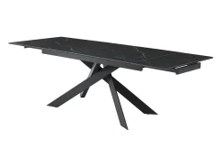 Mesa extensible - Cerámica, vidrio templado y metal - Efecto mármol negro - COREMA