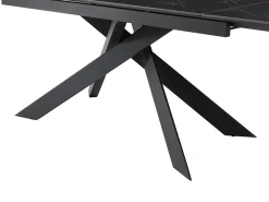 Mesa extensible - Cerámica, vidrio templado y metal - Efecto mármol negro - COREMA