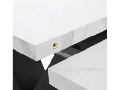 Mesa extensible (99-159×75 cm), mesa de cocina modular, con superficie de MDF blanco y patas de metal negro, para comedor y oficina