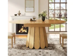 Mesa extensible 118-158 x 118 cm para 6 personas - Natural claro