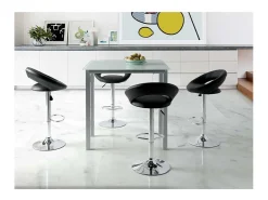 Mesa extensible alta Laia acabado cristal blanco, 95 (alto) x 95 (largo) x 55/95 ancho