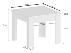 Mesa extensible blanca de diseño moderno 90-180x90cm salón y cocina Jesi Liber