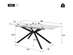 Mesa extensible blanca 150(180)x70cm - Tapa efecto mármol