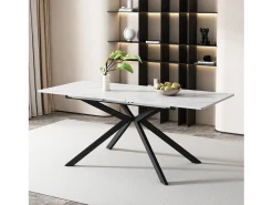 Mesa extensible blanca 150(180)x70cm - Tapa efecto mármol