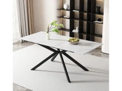 Mesa extensible blanca 150(180)x70cm - Tapa efecto mármol