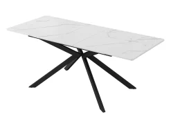 Mesa extensible blanca 150(180)x70cm - Tapa efecto mármol